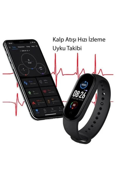 Torima M7 Smart Watch Band Akıllı Bileklik Spor Modlu Full Fonksiyon Siyah - 2