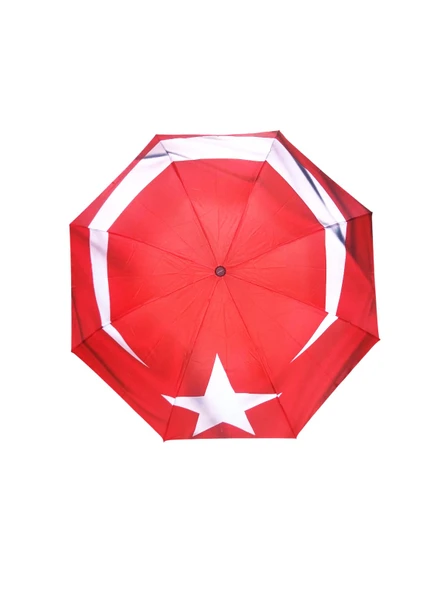 Bayrak Şemsiye Türk Bayrağı Desenli Manuel Çanta Boy Şemsiye ürün görseli 1