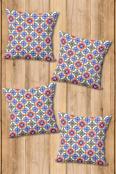 Dijital Baskılı Yumuşak Dokulu 4’lü Kırlent Kılıfı Takımı (43x43 cm) KRL0066 RENKLİ 43 X 43 - Resim 2