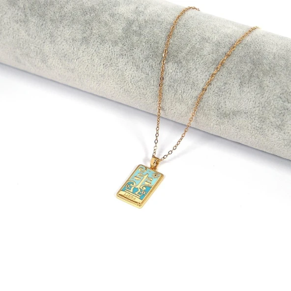 Çelik Kolye, Altın Kaplama Terazi Burcu Kadın Kolye K-139 - Resim 2