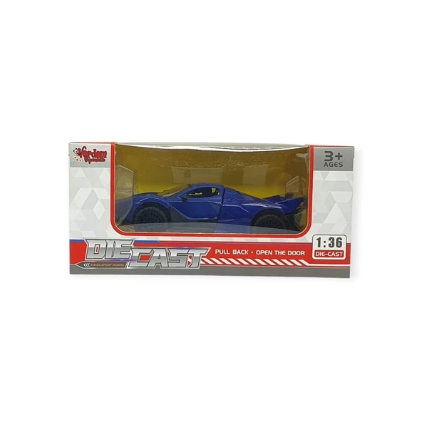 Çek Bırak Metal Arabalar 13 cm - SR2212- Mavi - 4