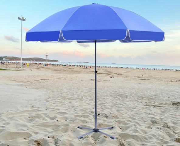 Plaj Bahçe Balkon Şemsiyesi Fiber Tel 2 Metre  Mavi Plaj Şemsiyesi - Resim 3