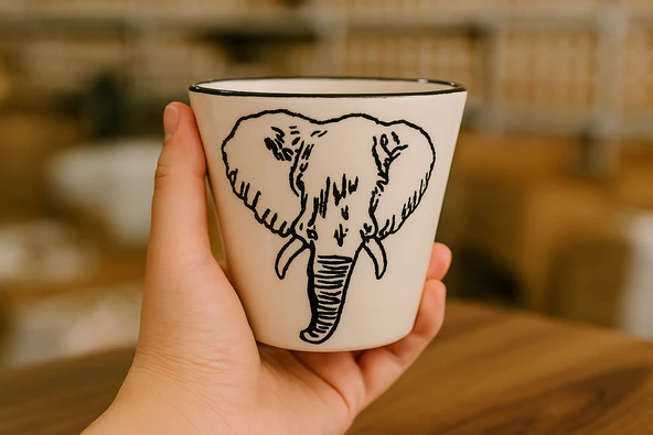 İmroz Fil Kulpsuz Kupa 300 ml. - Resim 4