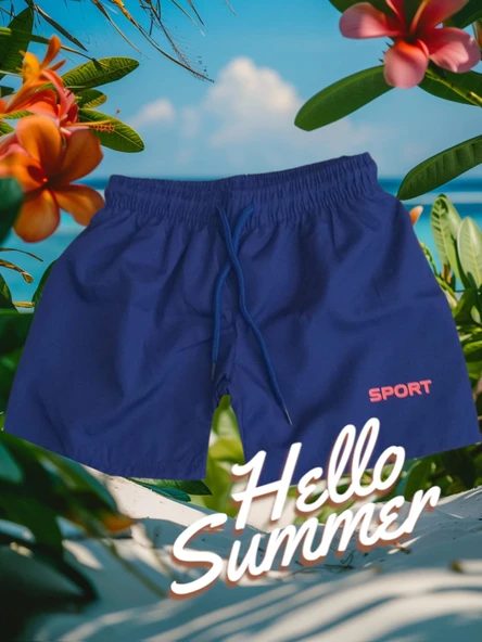 Mavi Çocuk Şortu Deniz Havuz Şortu Mayo 5-6 Yaş