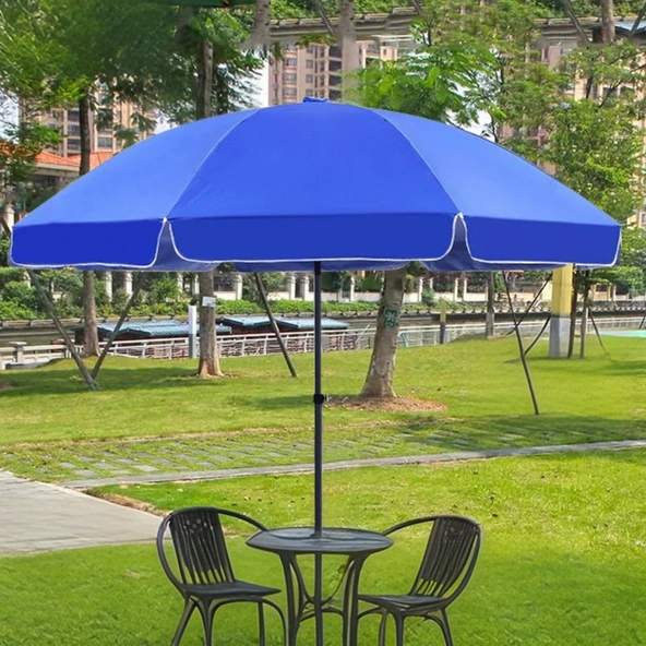 Plaj Bahçe Balkon Şemsiyesi Fiber Tel 2 Metre  Mavi Plaj Şemsiyesi - Resim 5