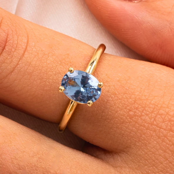 Gümüş Yüzük - 1.50 Ct London Blue Topaz Tektaş 925 Ayar Gümüş Evlilik Teklifi Yüzüğü-Hediyelik Yüzük - Resim 8