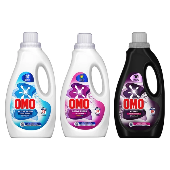 Omo Sıvı Deterjan 1500 ml Beyazlar-Siyahlar-Renkliler 3 lü Karma Paket ürün görseli 1