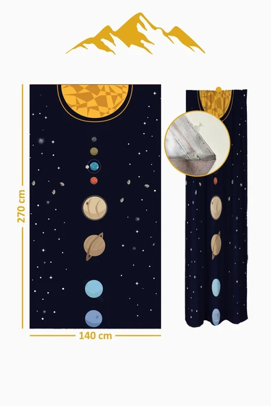 Parlak Saten Mikro Kumaş Çift Kanat Çocuk Odası Fon Perde Takımı PRD0039 RENKLİ 140 X 270 - Resim 2