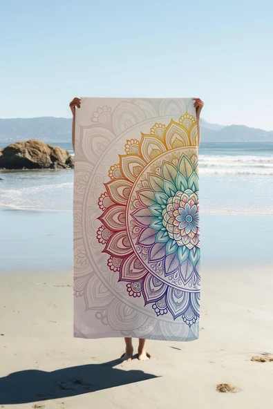 Dijital Baskı Plaj Deniz Havlusu Modern Desenli Peştamal (80X160 cm) HVL0060 RENKLİ 80 X 160 ürün görseli