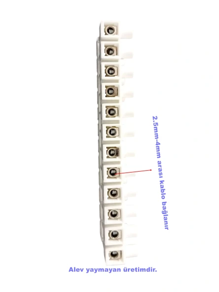 MUTLUSAN 2.5-4mm 12li Geçmeli Plastik Sıra Klemens Beyaz 850?C Alev Yaymayan H.F. - 4