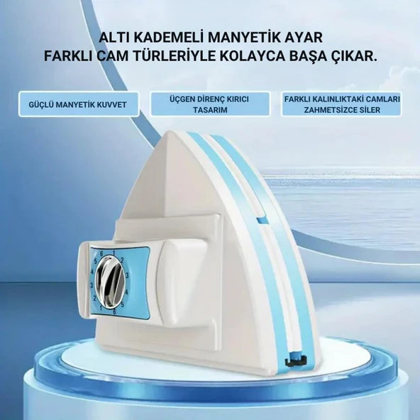 Coofbe 3-30MM Arası Mıknatıslı Pimapen Isıcam Çift Cam Pencere Uyum Kademe Ayarlı Cam Silme Aparatı - Resim 4