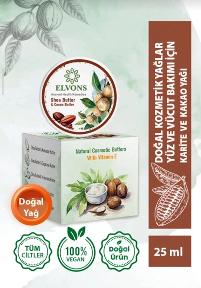 Elvons Lip Balm - Dudak Kremi - Vazelin, Kakao & Shea Yağı - Onarıcı & Nemlendirici Krem 25ml