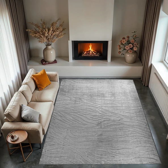 DİNARSU ALAÇATI PÜSKÜLLÜ PARÇA HALI 150X230 HEX GRİ ürün görseli