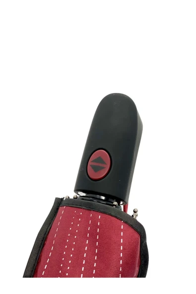 Yağmur Damlası Desenli Tam Otomatik Lux Kadın Şemsiyesi Bordo - Resim 6