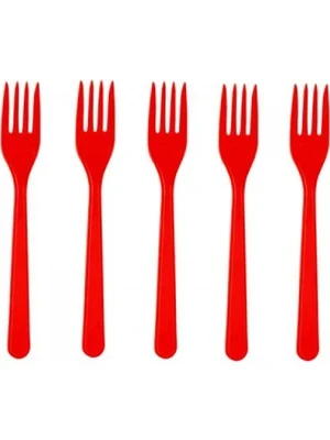 May Plastik Renkli Çatal Kırmızı 25 Li - Resim 3
