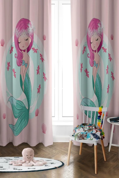 Parlak Saten Mikro Kumaş Çift Kanat Çocuk Odası Fon Perde Takımı PRD0042 RENKLİ 140 X 270 ürün görseli