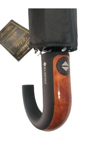 Elite Tam Otomatik 10 Telli 3 Kırmalı Siyah Bay Şemsiye - Resim 5