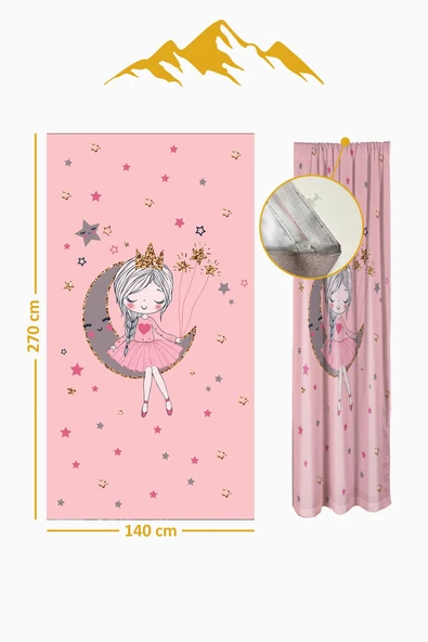 Parlak Saten Mikro Kumaş Çift Kanat Çocuk Odası Fon Perde Takımı PRD0041 RENKLİ 140 X 270 - Resim 2