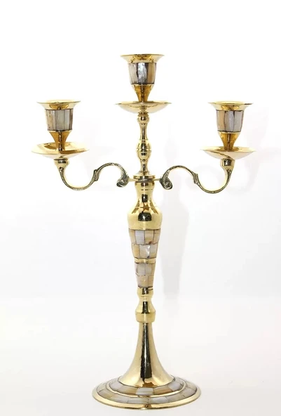 Pirinç Sedefli 3'lü Şamdan 26096 ürün görseli 1