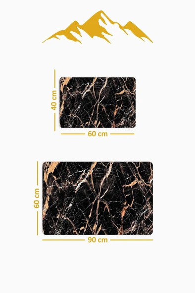 Yıkanabilir Kaymaz Tabanlı Modern Desenli 2'li Banyo Paspas Takımı BPS0012 RENKLİ 60 X 90 - Resim 2