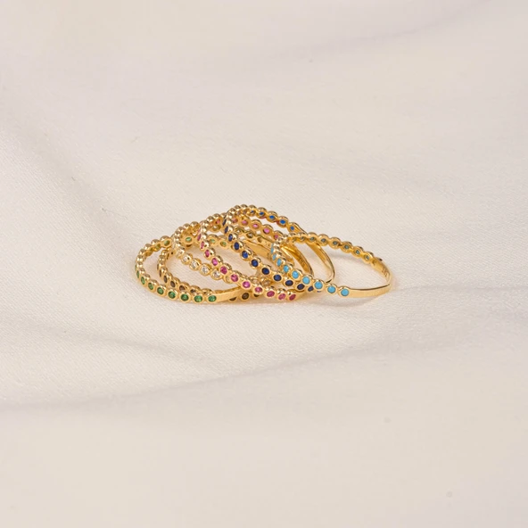 Gümüş Yüzük - 0.30 Karat Safir Taşlı Yarım Tur 925 Ayar Hediye Gümüş Yüzük - Resim 11