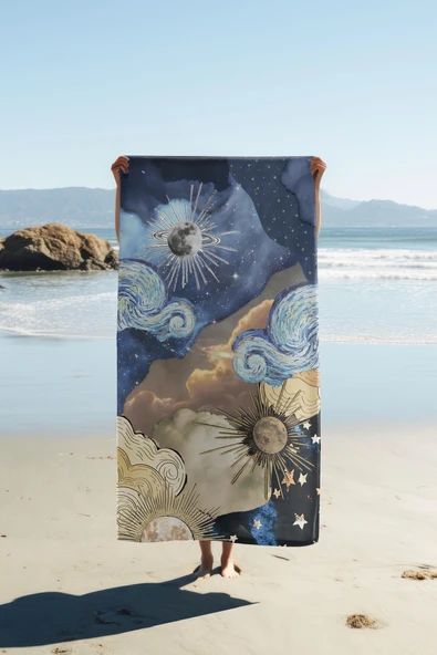 Dijital Baskı Plaj Deniz Havlusu Modern Desenli Peştamal (80X160 cm) HVL0057 RENKLİ 80 X 160 ürün görseli