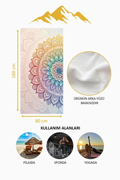 Dijital Baskı Plaj Deniz Havlusu Modern Desenli Peştamal (80X160 cm) HVL0060 RENKLİ 80 X 160 - Resim 4