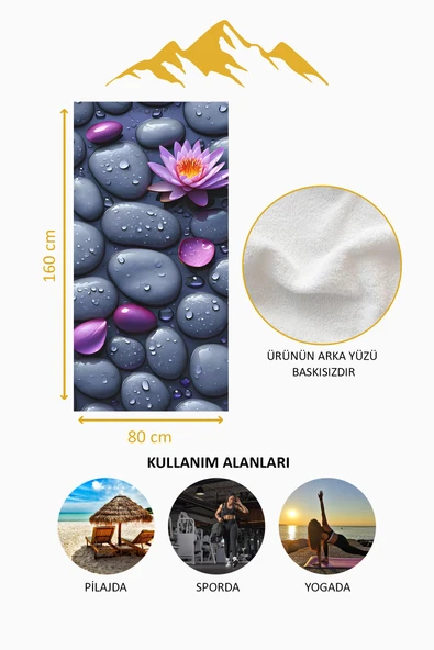 Dijital Baskı Plaj Deniz Havlusu Modern Desenli Peştamal (80X160 cm) HVL0059 RENKLİ 80 X 160 - Resim 4