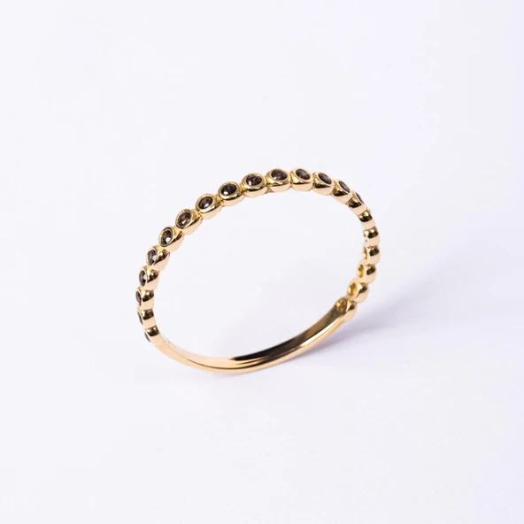 Gümüş Yüzük - 0.30 Karat Safir Taşlı Yarım Tur 925 Ayar Hediye Gümüş Yüzük - Resim 2