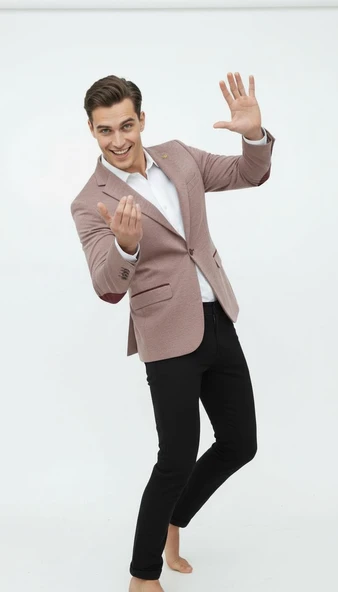 Plus Scorpion Bordo Erkek İtalyan Kesim Blazer Ceket – Kol Yamali, Slim Fit, Şık ve Modern Tasarım - Resim 4