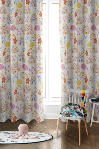 Parlak Saten Mikro Kumaş Çift Kanat Çocuk Odası Fon Perde Takımı PRD0031 RENKLİ 140 X 270 ürün görseli