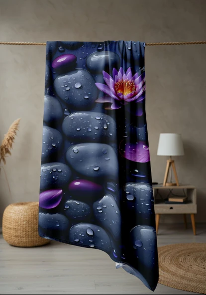 Dijital Baskı Plaj Deniz Havlusu Modern Desenli Peştamal (80X160 cm) HVL0059 RENKLİ 80 X 160 - Resim 2