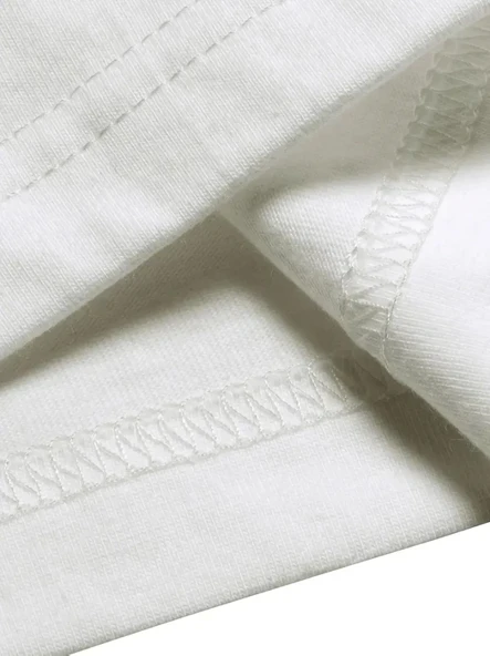 Baskılı Oversize Bisiklet Yaka T-shirt - Beyaz - Resim 4