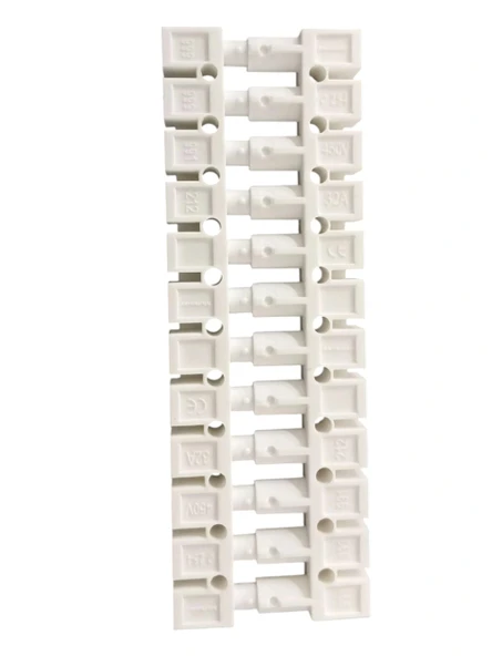 MUTLUSAN 2.5-4mm 12li Geçmeli Plastik Sıra Klemens Beyaz 850?C Alev Yaymayan H.F. - 6