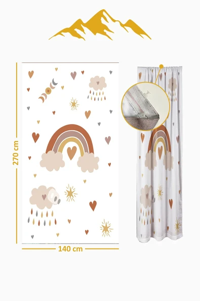 Parlak Saten Mikro Kumaş Çift Kanat Çocuk Odası Fon Perde Takımı PRD0034 RENKLİ 140 X 270 - Resim 2