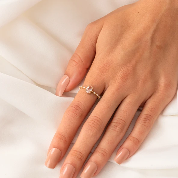 Gümüş Yüzük - Morganit Taşlı Kadın Modern Tasarım 925 Ayar Gümüş Evlilik Teklifi Yüzüğü - 5