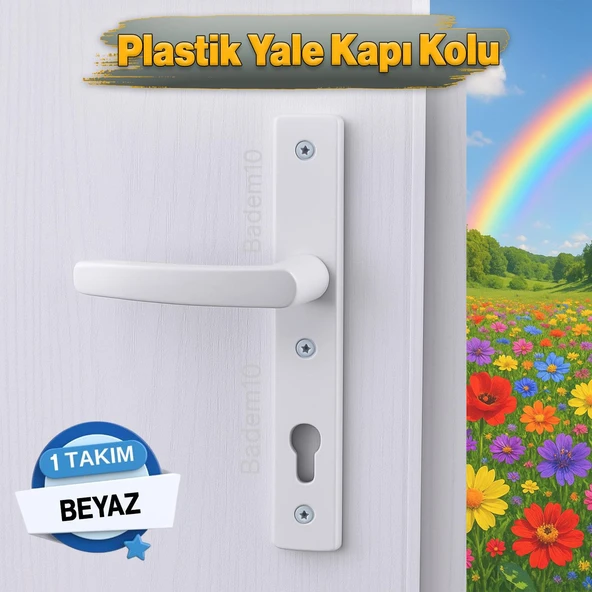 1 Takım PVC Kapı Kolu Beyaz Balkon Banyo Tuvalet Wc Plastik Kulp Kilitsiz Kol - Resim 2