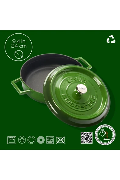 Lava LV Y ST 24 K2 G-24cm-Yeşil Basık Trendy Tencere - Resim 4