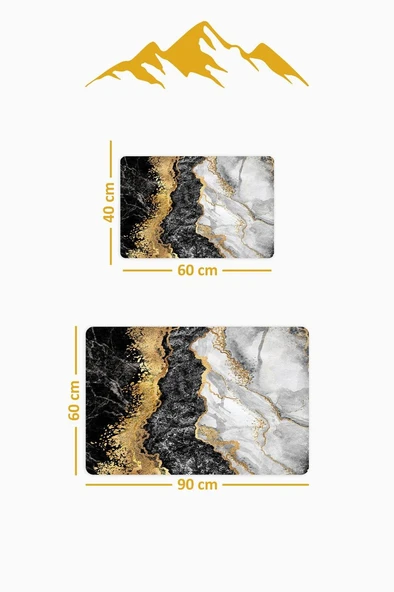 Yıkanabilir Kaymaz Tabanlı Modern Desenli 2'li Banyo Paspas Takımı BPS0042 RENKLİ 60 X 90 - Resim 2