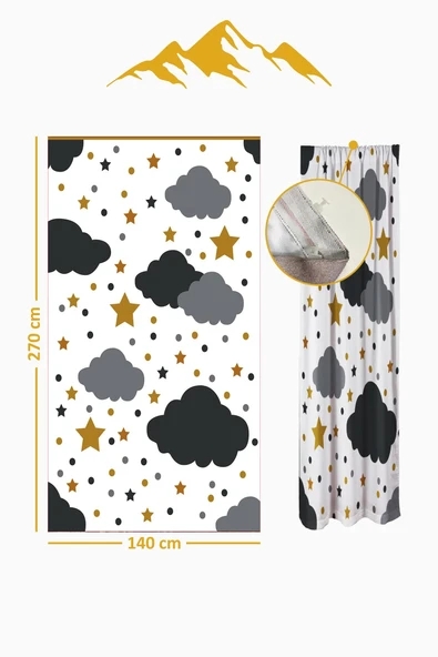 Parlak Saten Mikro Kumaş Çift Kanat Çocuk Odası Fon Perde Takımı PRD0030 RENKLİ 140 X 270 - Resim 2