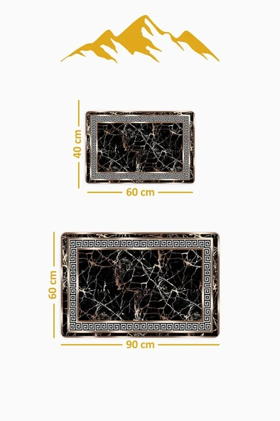 Yıkanabilir Kaymaz Tabanlı Modern Desenli 2'li Banyo Paspas Takımı BPS0002 RENKLİ 60 X 90 - Resim 2