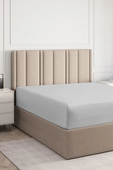 MODA HOME Lastikli Pamuk Penye Çarşaf Gri Littlekingsize - 2