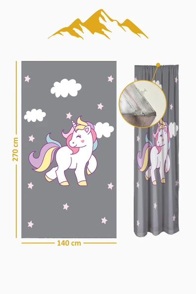 Parlak Saten Mikro Kumaş Çift Kanat Çocuk Odası Fon Perde Takımı PRD0044 RENKLİ 140 X 270 - Resim 2