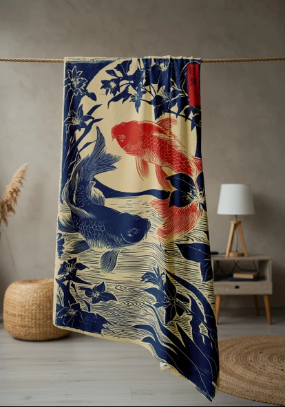 Dijital Baskı Plaj Deniz Havlusu Modern Desenli Peştamal (80X160 cm) HVL0064 RENKLİ 80 X 160 - Resim 2