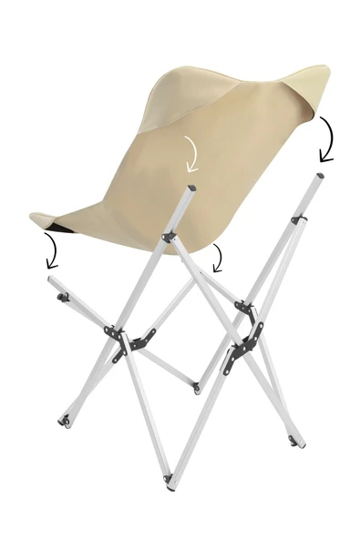 Box&Box Alüminyum Katlanabilir Kamp Sandalyesi, Piknik Sandalyesi, Taşıma Çantalı, Kumaş, Krem - Resim 4
