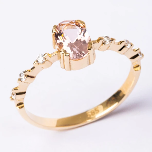 Gümüş Yüzük - Morganit Taşlı Kadın Modern Tasarım 925 Ayar Gümüş Evlilik Teklifi Yüzüğü