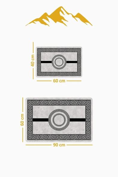 Yıkanabilir Kaymaz Tabanlı Modern Desenli 2'li Banyo Paspas Takımı BPS0008 RENKLİ 60 X 90 - Resim 2