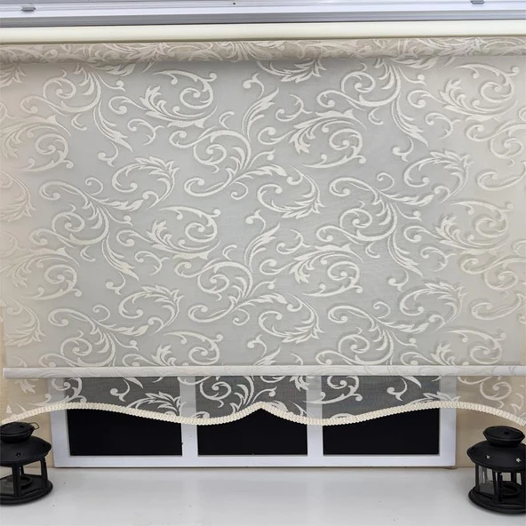 StorBurada Çift Mekanizmalı Bej Tül Ekru Stor Perde STB-133  Bej 180 x 260 - Resim 4