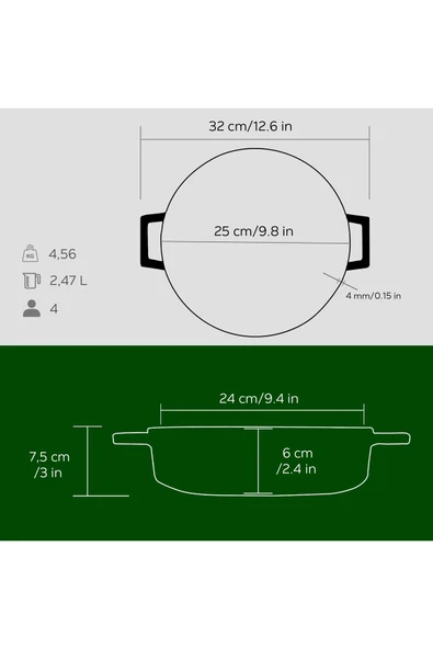 Lava LV Y ST 24 K2 G-24cm-Yeşil Basık Trendy Tencere - Resim 5