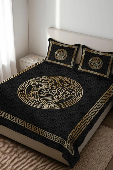 Parlak Kadife Kumaş Kapitoneli Çift Kişilik Yatak Örtüsü Seti (3 Parça) CKY0001 RENKLİ 240 X 260 ürün görseli